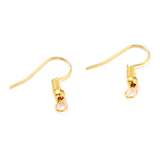 Iron Earring Hooks, with Horizontal Loop, Dangle Earring Findings, Nickel Free, Golden, 17~19x18mm, Hole: 2mm, Pin: 0.6mm, 50pcs/Set