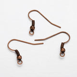 Earring Jewelry Findings Red Copper Iron Earring Hooks, with Horizontal Loop, Nickel Free, 17~19x18mm, Hole: 2mm, Pin: 0.6mm, 50pcs/Set