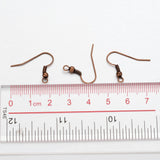 Earring Jewelry Findings Red Copper Iron Earring Hooks, with Horizontal Loop, Nickel Free, 17~19x18mm, Hole: 2mm, Pin: 0.6mm, 50pcs/Set