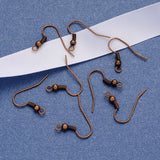 Earring Jewelry Findings Red Copper Iron Earring Hooks, with Horizontal Loop, Nickel Free, 17~19x18mm, Hole: 2mm, Pin: 0.6mm, 50pcs/Set