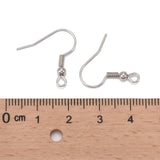 Iron Earring Hooks, with Horizontal Loop, Dangle Earring Findings, Nickel Free, Platinum, 17~19x18mm, Hole: 2mm, Pin: 0.6mm, 50pcs/Set