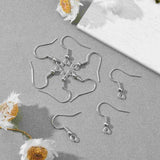 Iron Earring Hooks, with Horizontal Loop, Dangle Earring Findings, Nickel Free, Platinum, 17~19x18mm, Hole: 2mm, Pin: 0.6mm, 50pcs/Set