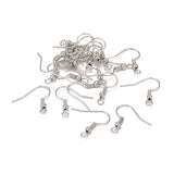 Iron Earring Hooks, with Horizontal Loop, Dangle Earring Findings, Nickel Free, Platinum, 17~19x18mm, Hole: 2mm, Pin: 0.6mm, 50pcs/Set