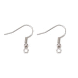 Iron Earring Hooks, with Horizontal Loop, Dangle Earring Findings, Nickel Free, Platinum, 17~19x18mm, Hole: 2mm, Pin: 0.6mm, 50pcs/Set