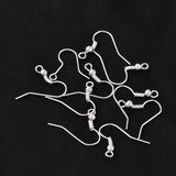 Earring Jewelry Findings Iron Silver Color Plated Earring Hooks, with Horizontal Loop, 17~19x18mm, Hole: 2mm, Pin: 0.6mm, 50pcs/Set