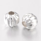 Iron Corrugated Beads, Silver Color Plated, Round, 5mm in diameter, hole: 2mm, 200pc/Set