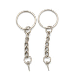 Iron Split Key Rings, with Chains and Peg Bails, Keychain Clasp Findings, Platinum, 20mm, 50pc/Set