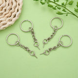 Iron Split Key Rings, with Chains and Peg Bails, Keychain Clasp Findings, Platinum, 20mm, 50pc/Set