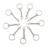 Iron Split Key Rings, with Chains and Peg Bails, Keychain Clasp Findings, Platinum, 20mm, 50pc/Set