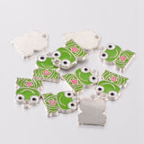 Alloy Enamel Pendants, Frog, Lead Free and Cadmium Free, Platinum, Colorful, about 16.5mm long, 12.5mm wide, 1mm thick, hole: 2mm, 10pc/Set