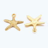 Tibetan Style Alloy Pendants, Lead Free and Cadmium Free, Starfish/Sea Stars, Golden, 19.5x19x2mm, Hole: 2mm, 50pc/Set