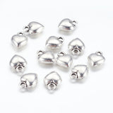 Tibetan Style Alloy Charms, Lead Free and Cadmium Free, Heart, Antique Silver, 11.5mm long, 9mm wide, 4.5mm thick, hole: 1.5mm, 20pc/Set