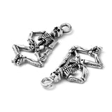 Punk Alloy Pendants, Cadmium Free & Lead Free, Human Skeleton Pendants for Halloween Jewelry Making, Antique Silver Color, about 26mm long, 13.5mm wide, 3.5mm thick, hole: 2mm, 20pc/Set