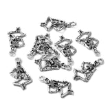 Punk Alloy Pendants, Cadmium Free & Lead Free, Human Skeleton Pendants for Halloween Jewelry Making, Antique Silver Color, about 26mm long, 13.5mm wide, 3.5mm thick, hole: 2mm, 20pc/Set