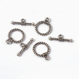 Tibetan Style Alloy Toggle Clasps, Lead Free & Cadmium Free & Nickel Free, Ring, Antique Silver, Ring: 19x14x3mm, Hole: 2mm, Bar: 20x8x3mm, Hole: 2mm, 20Set/Set