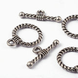 Tibetan Style Alloy Toggle Clasps, Lead Free & Cadmium Free & Nickel Free, Ring, Antique Silver, Ring: 19x14x3mm, Hole: 2mm, Bar: 20x8x3mm, Hole: 2mm, 20Set/Set