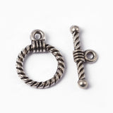 Tibetan Style Alloy Toggle Clasps, Lead Free & Cadmium Free & Nickel Free, Ring, Antique Silver, Ring: 19x14x3mm, Hole: 2mm, Bar: 20x8x3mm, Hole: 2mm, 20Set/Set