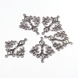 Antique Silver Tibetan Style Rhombus Chandelier Component Links for Dangle Earring Making, Lead Free and Cadmium Free and Nickel Free, 36x30x2mm, Hole: 1.5mm, 10pcs/Set