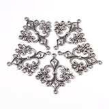 Antique Silver Tibetan Style Rhombus Chandelier Component Links for Dangle Earring Making, Lead Free and Cadmium Free and Nickel Free, 36x30x2mm, Hole: 1.5mm, 10pcs/Set