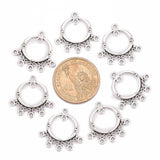 Antique Silver Tibetan Style Ring Chandelier Component Links for Dangle Earring Making, Lead Free and Cadmium Free and Nickel Free, 26x25x2mm, Hole: 1.5mm, 20pc/Set