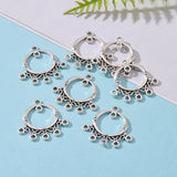 Antique Silver Tibetan Style Ring Chandelier Component Links for Dangle Earring Making, Lead Free and Cadmium Free and Nickel Free, 26x25x2mm, Hole: 1.5mm, 20pc/Set