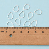 Brass Linking Rings, Teardrop, Silver Color Plated, about 7mm wide, 11mm long, 1mm thick, 100pc/Set