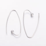 Brass Earring Hooks, Platinum Color, Nickel Free, about 15mm wide, 39mm long, 0.8mm thick, 10pc/Set