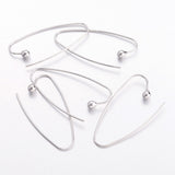 Brass Earring Hooks, Platinum Color, Nickel Free, about 15mm wide, 39mm long, 0.8mm thick, 10pc/Set