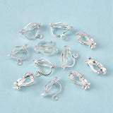 Brass Clip-on Earring Findings for Non-Pierced Ears, Silver Color Plated, about 6mm wide, 13mm long, 7mm thick, hole: 1mm, 20pc/Set