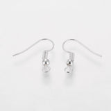 Grade A Silver Color Plated Iron Earring Hooks, Ear Wire, with Horizontal Loop, Cadmium Free & Nickel Free & Lead Free, Silver, 18x0.8mm, Hole: 2mm, 200pc/Set