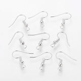 Grade A Silver Color Plated Iron Earring Hooks, Ear Wire, with Horizontal Loop, Cadmium Free & Nickel Free & Lead Free, Silver, 18x0.8mm, Hole: 2mm, 200pc/Set