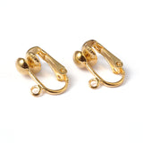 Iron Clip-on Earring Findings for Non-Pierced Ears, Golden, Nickel Free, about 13.5mm wide, 15.5mm long, 7mm thick, Hole: about 1.2mm, 10pcs/Set