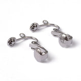 Iron Clip-on Earring Findings for Non-Pierced Ears, Platinum Color, Nickel Free, about 13.5mm wide, 15.5mm long, 7mm thick, Hole: about 2mm, 10pcs/Set