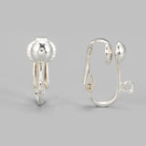 Iron Clip-on Earring Findingsfor Non-Pierced Ears, Silver Color Plated, about 13.5mm wide, 15.5mm long, 7mm thick, Hole: about 1.2mm, 10pc/Set