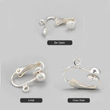 Iron Clip-on Earring Findingsfor Non-Pierced Ears, Silver Color Plated, about 13.5mm wide, 15.5mm long, 7mm thick, Hole: about 1.2mm, 10pc/Set