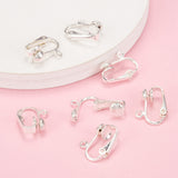 Iron Clip-on Earring Findingsfor Non-Pierced Ears, Silver Color Plated, about 13.5mm wide, 15.5mm long, 7mm thick, Hole: about 1.2mm, 10pc/Set