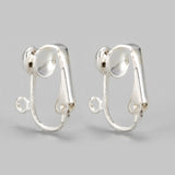 Iron Clip-on Earring Findingsfor Non-Pierced Ears, Silver Color Plated, about 13.5mm wide, 15.5mm long, 7mm thick, Hole: about 1.2mm, 10pc/Set