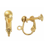 Brass Clip-on Earring Findingsfor non-pierced Ears, with Loop, Golden, Nickel Free, about 13.5mm wide, 17mm long, 5mm thick, Hole: about 1.2mm, 10pcs/Set