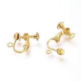 Brass Clip-on Earring Findingsfor non-pierced Ears, with Loop, Golden, Nickel Free, about 13.5mm wide, 17mm long, 5mm thick, Hole: about 1.2mm, 10pcs/Set