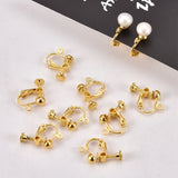 Brass Clip-on Earring Findingsfor non-pierced Ears, with Loop, Golden, Nickel Free, about 13.5mm wide, 17mm long, 5mm thick, Hole: about 1.2mm, 10pcs/Set