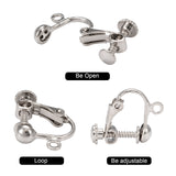 Brass Clip-on Earring Findingsfor non-pierced Ears, with Loop, Platinum Color, Nickel Free, about 13.5mm wide, 17mm long, 5mm thick, Hole: about 1.2mm, 10pcs/Set