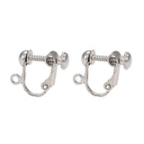 Brass Clip-on Earring Findingsfor non-pierced Ears, with Loop, Platinum Color, Nickel Free, about 13.5mm wide, 17mm long, 5mm thick, Hole: about 1.2mm, 10pcs/Set