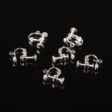 Brass Clip-on Earring Findingsfor non-pierced Ears, with Loop, Silver Color Plated, about 13.5mm wide, 17mm long, 5mm thick, Hole: about 1.2mm, 10pc/Set