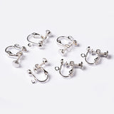 Brass Clip-on Earring Findingsfor non-pierced Ears, with Loop, Silver Color Plated, about 13.5mm wide, 17mm long, 5mm thick, Hole: about 1.2mm, 10pc/Set