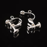 Brass Clip-on Earring Findingsfor non-pierced Ears, with Loop, Silver Color Plated, about 13.5mm wide, 17mm long, 5mm thick, Hole: about 1.2mm, 10pc/Set