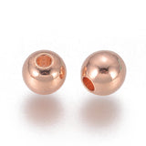 Brass Spacer Beads, Round, Rose Gold, 5mm, Hole: 1.5mm, 50pc/Set