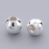 Brass Smooth Round Beads, Seamed Spacer Beads, Silver Color Plated, 4mm, Hole: 1mm, 200pc/Set