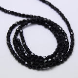 Glass Bead Strands, Faceted, Oval, Black, 3mm, Hole: 1mm, about 150pcs/strand, 13.8 inch