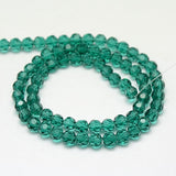 Glass Beads Strands, Faceted(32 Facets), Round, Teal, 8mm, Hole: 1.5mm, about 66~67pcs/strand, 15.12 inch~15.35 inch(38.4~39cm)