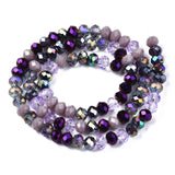 Electroplate Glass Beads Strands, Faceted, Rondelle, Lilac, 5.5~6x5mm, Hole: 1mm, about 90~92pcs/strand, 16.54 inch~16.93 inch(42~43cm)